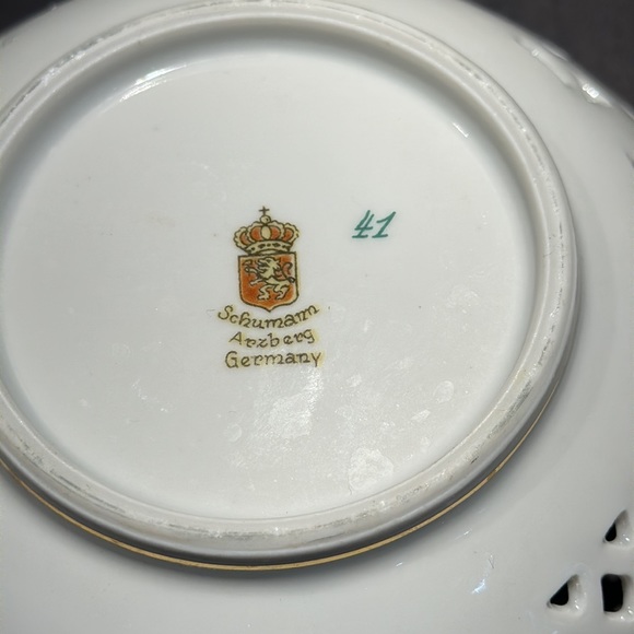 Schumann Arzberg Germany Floral Reticulated Trinket Plate - Picture 8 of 8